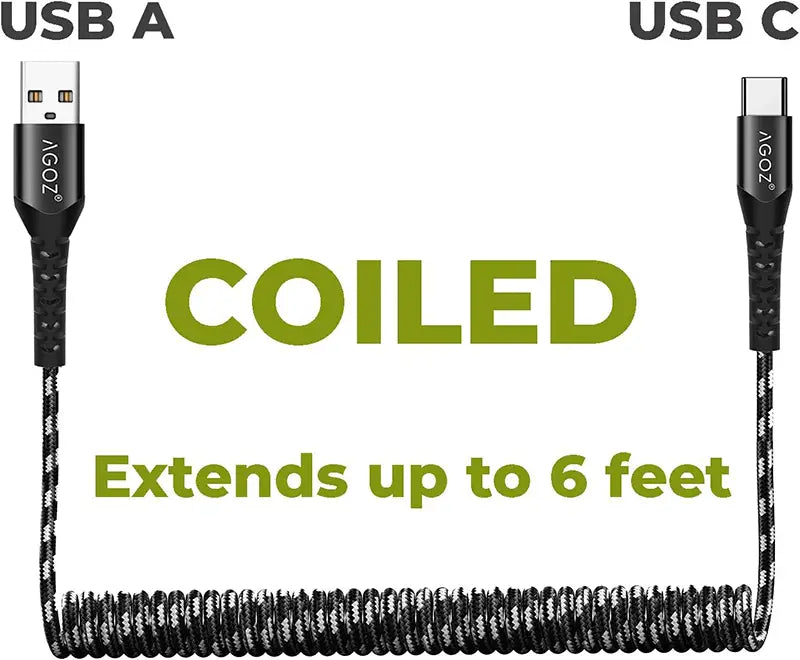 Coiled USB-A to USB-C Cable for Zebra ZQ310/+ Printer
