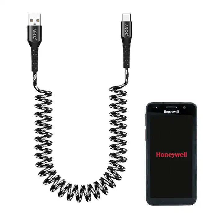 Coiled USB-C Fast Charging Cable for Honeywell CT40 Scanner