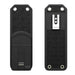 CipherLab RK95 pistol-grip holster front and back view showing canvas exterior, metal belt clip, and reinforced mounting grommets.