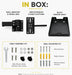 AgozTech Brother printer wall mount shelf kit with wall bracket, swing arm, shelf platform, hardware, screws, and anchors