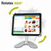 Unitech RT112 POS tablet on an Agoz high-profile stand demonstrating 360-degree screen rotation.