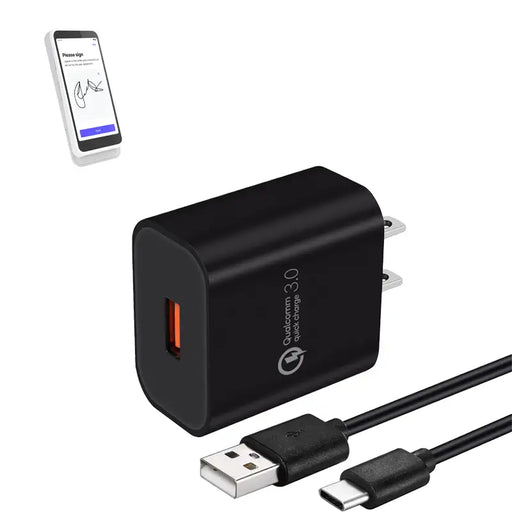 Black Agoz wall charger and USB-A to USB-C cable for Stripe Reader S700 and S710