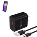Black Quick Charge 3.0 wall charger with USB-A to USB-C charging cable for iMin POS terminals, featuring a compact plug-in design.