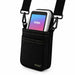 Black Agoz crossbody holster holding Stripe Reader S700 with adjustable shoulder sling attached
