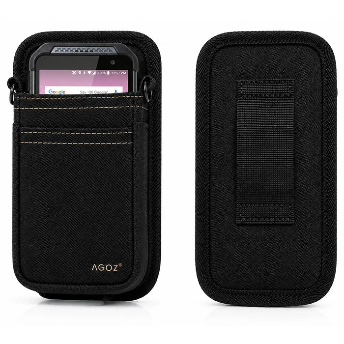 Black Point Mobile waist belt case shown with front device access and rear belt loop detail for secure delivery and inventory carry.