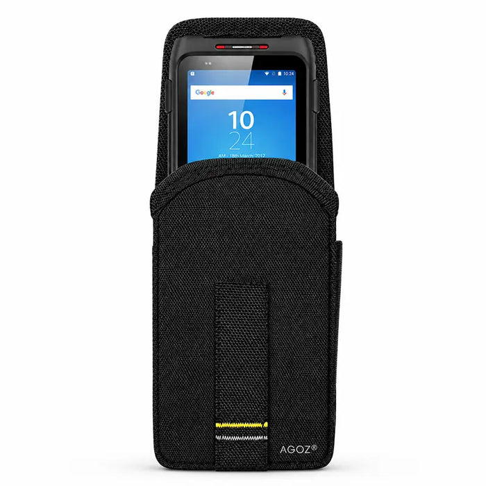 AgozTech black mobile computer case shown on a white background with a Chainway handheld terminal secured inside.