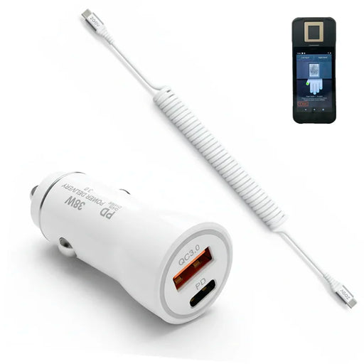 38W Fast Car Charger & USB-C Coiled Cable for Credence 3 ID Scanner