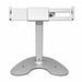 Front view of the silver Agoz high-profile countertop tablet stand with adjustable locking holder.