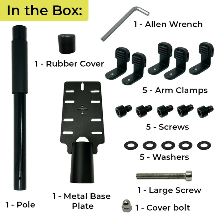 Included parts and hardware for AgozTech drive-thru handheld mount for Square Mobile POS