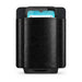 Front studio view of the leather Unitech handheld scanner case with device inserted on a light gray background.