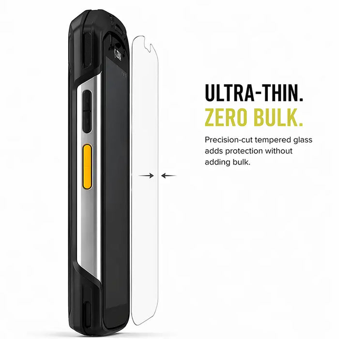 Side profile of Zebra TC77 rugged mobile computer with ultrathin tempered glass screen protector