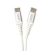 Close-up of white Agoz USB-C to USB-C charging cable connectors with reinforced ends for iMin mobile POS terminal charging.