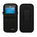 a Black crossbody case holding an ELO handheld scanner on a white background