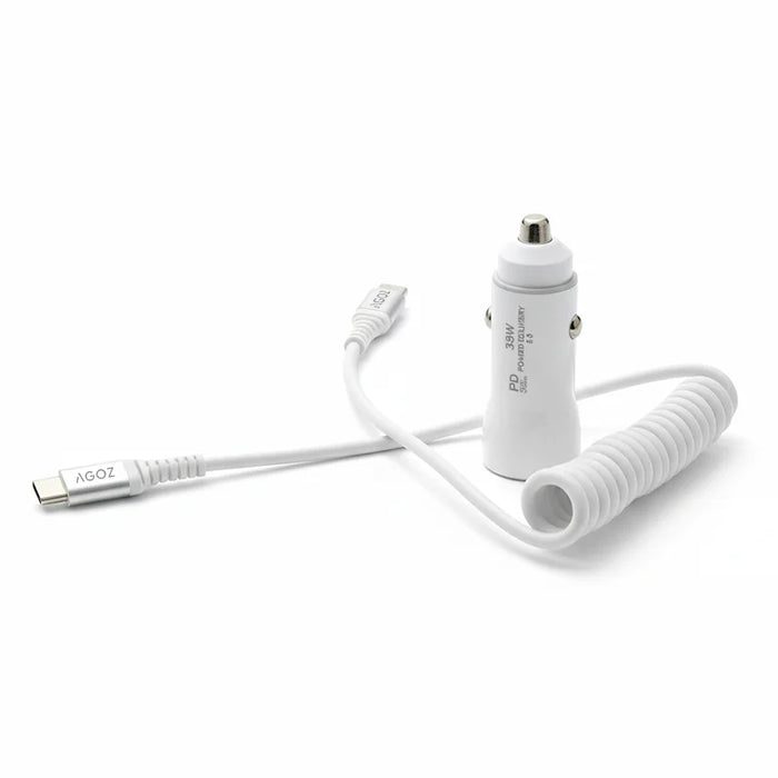 38W Fast Car Charger and USB-C Coiled Cable for PAX A8500 POS