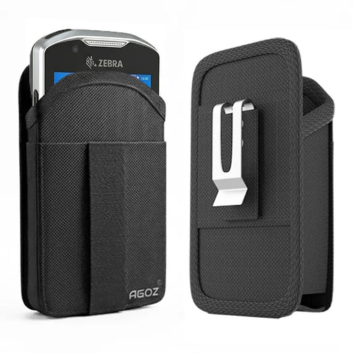 AgozTech black belt clip holster case for Zebra TC52 & TC52x mobile computer, front and back view