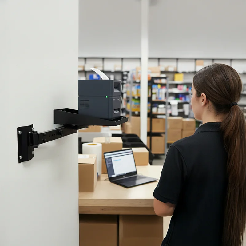 Heavy-Duty Barcode Printer Tray Swing Arm Wall Mount for Zebra GK420D